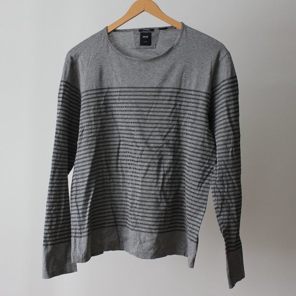 Hugo Boss Stripes Gray Long Sleeves Shirt - Picture 3 of 6